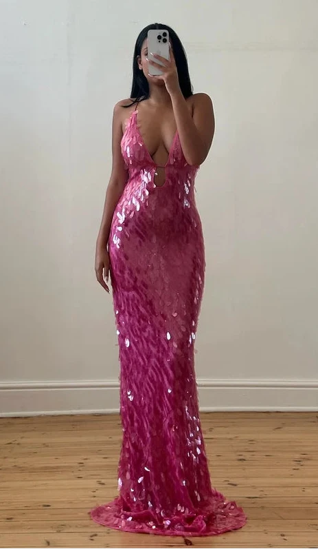 Sapphire Sequin Dress (Fuchsia) - First Date Rentals