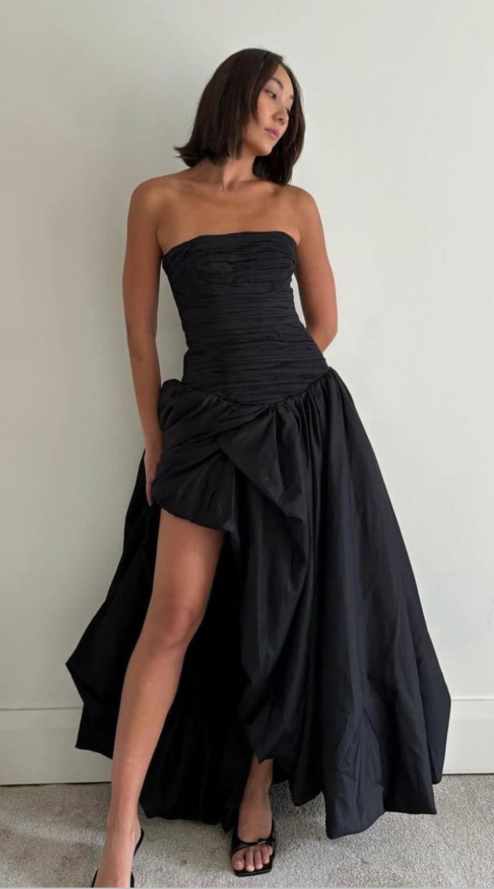 Violette Bubble Hem Maxi Dress (Black) - First Date Rentals