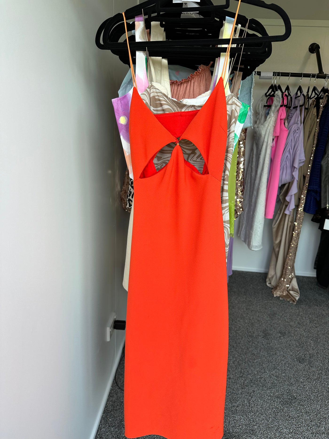 Ulla Cut Out Midi (Blood Orange) FOR SALE - First Date Rentals Ulla Cut Out Midi (Blood Orange) FOR SALE - First Date Rentals