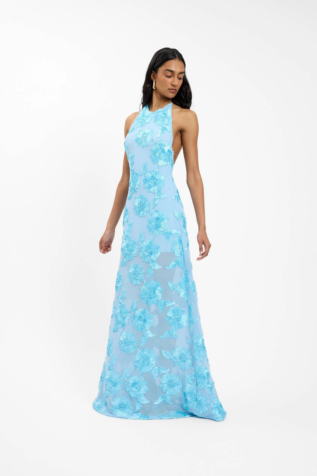 EMBELLISHED BACKLESS MAXI DRESS (BABY BLUE)