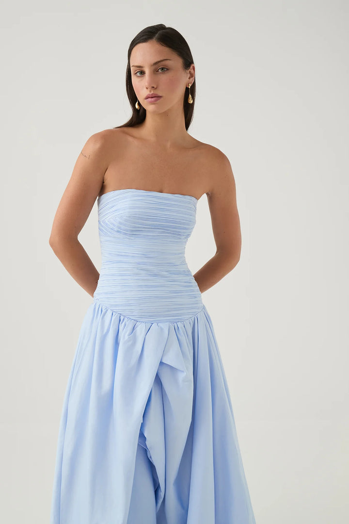 Violette Bubble Hem Maxi Dress (Blue) - First Date Rentals