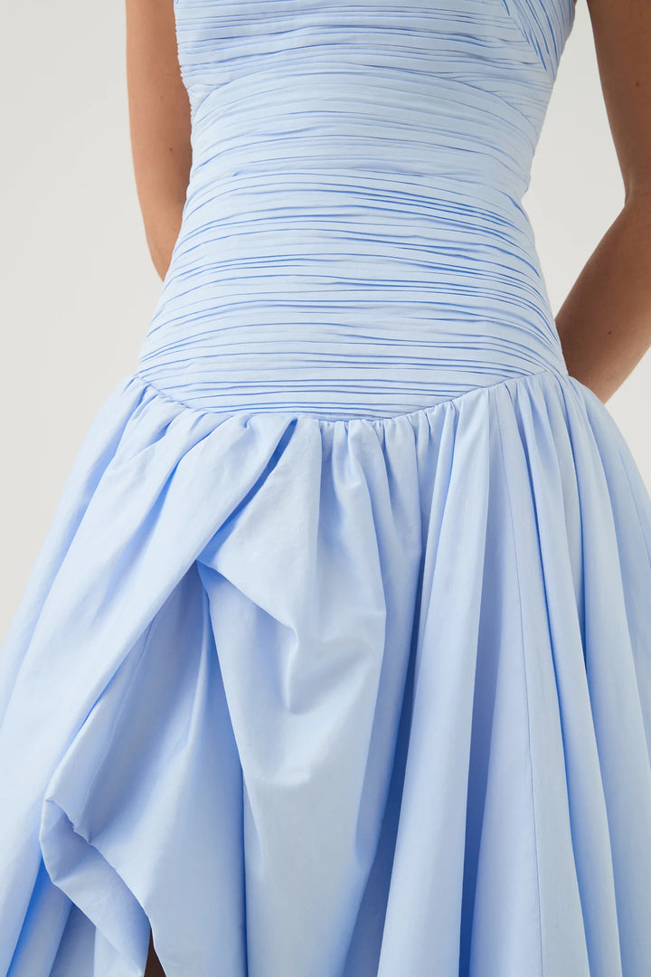 Violette Bubble Hem Maxi Dress (Blue) - First Date Rentals