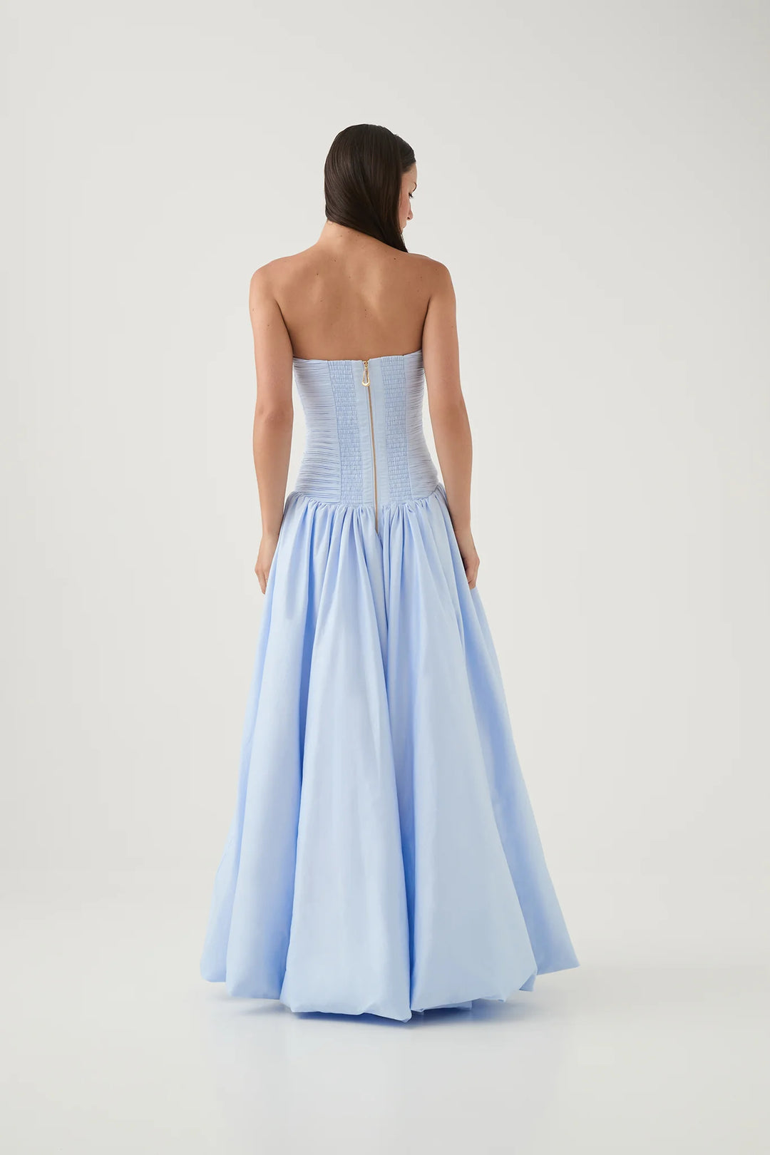 Violette Bubble Hem Maxi Dress (Blue) - First Date Rentals