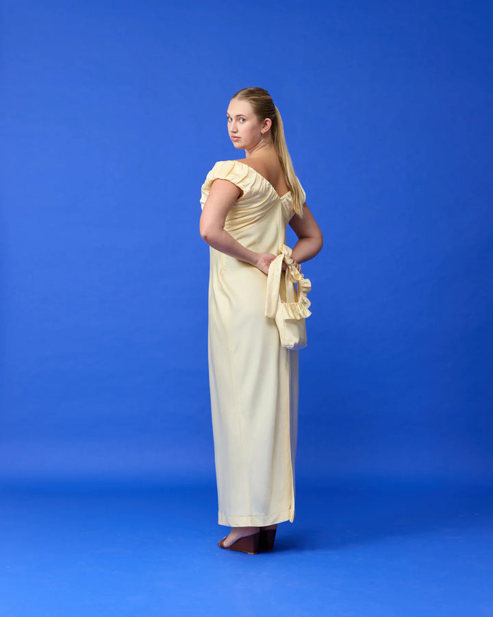 RAQUEL SATIN GOWN (Butter) - First Date Rentals