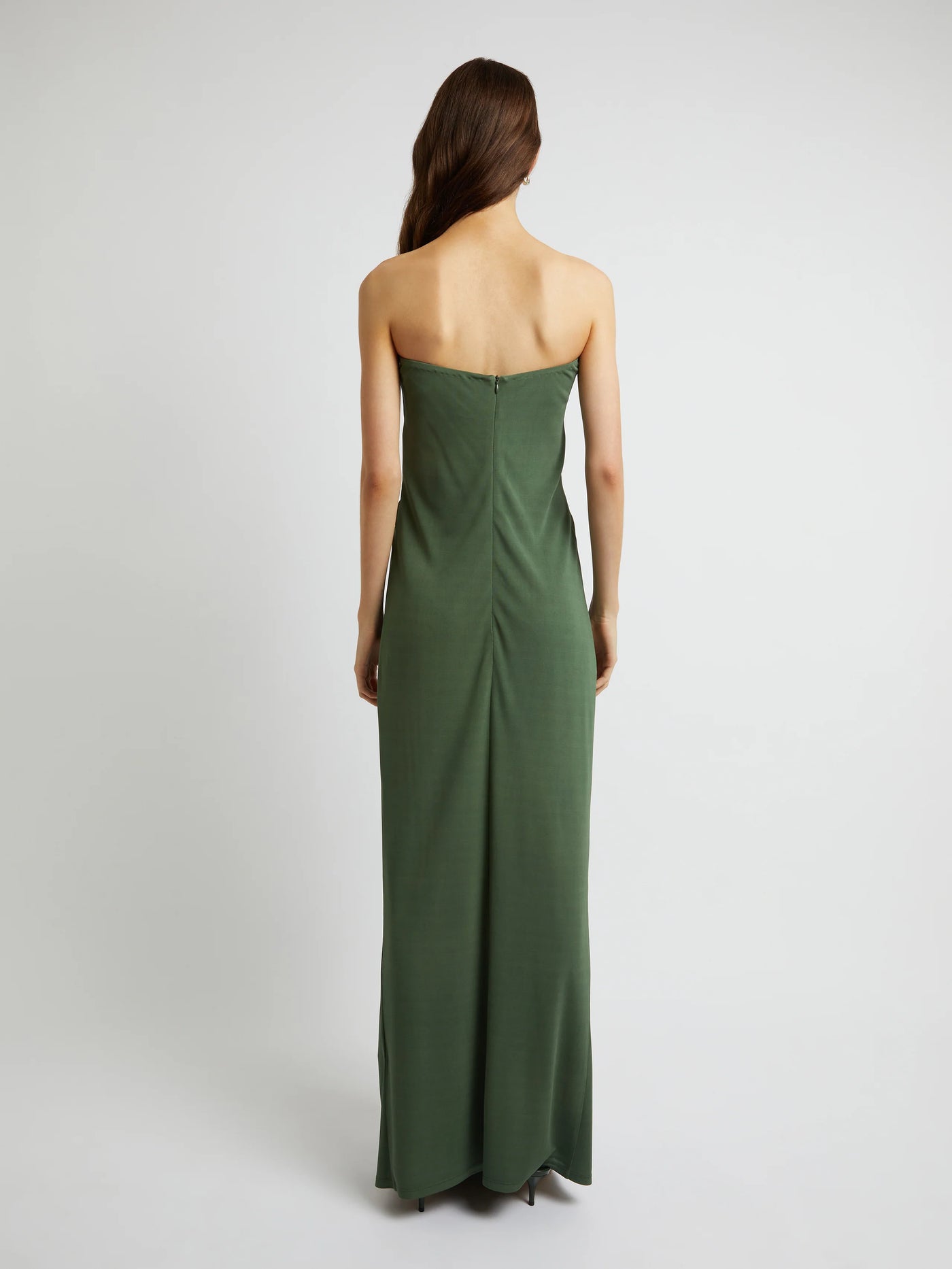 Arced Palm Strapless Dress (Green)