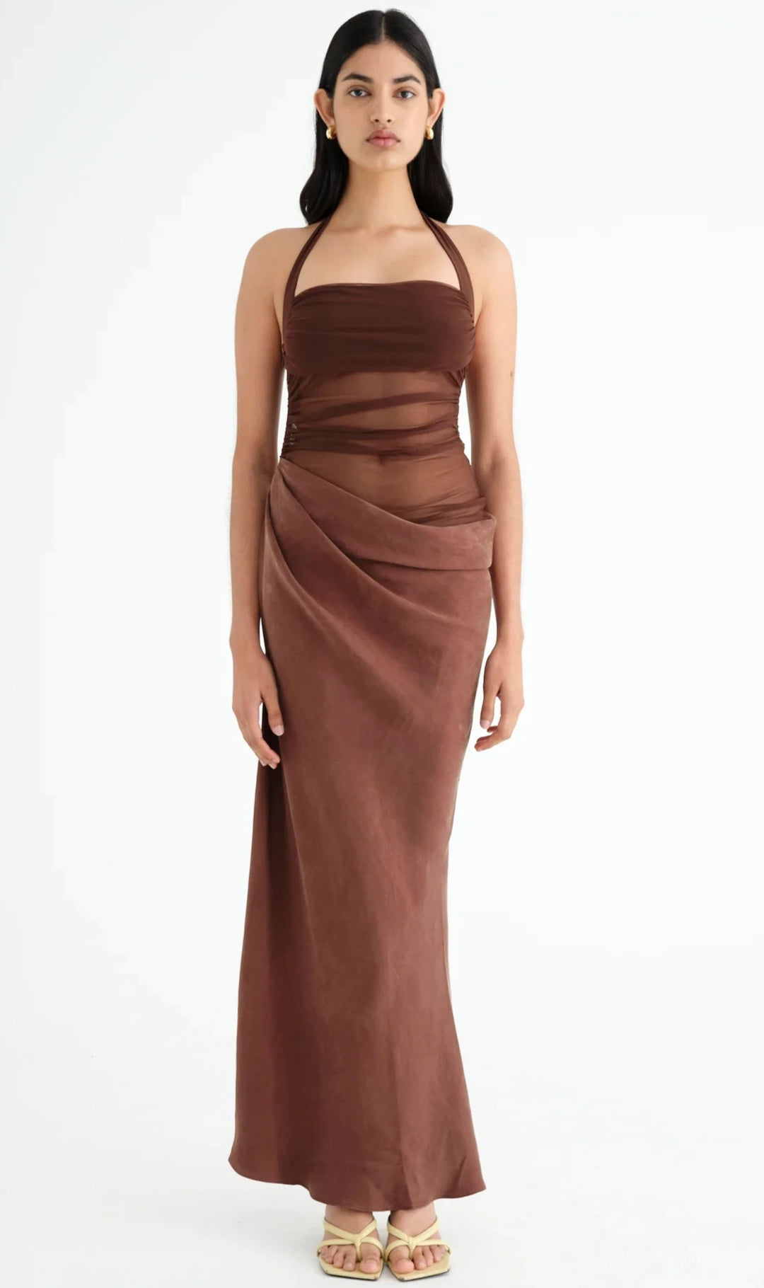 Gina Halter Dress (Brown) - First Date Rentals