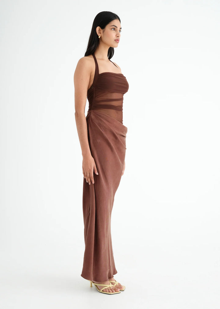 Gina Halter Dress (Brown) - First Date Rentals