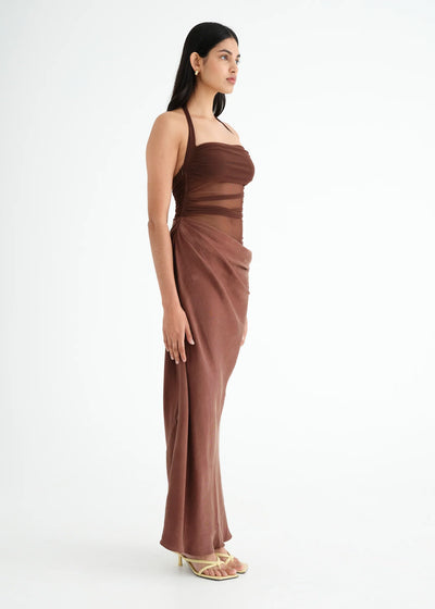 Gina Halter Dress (Brown)