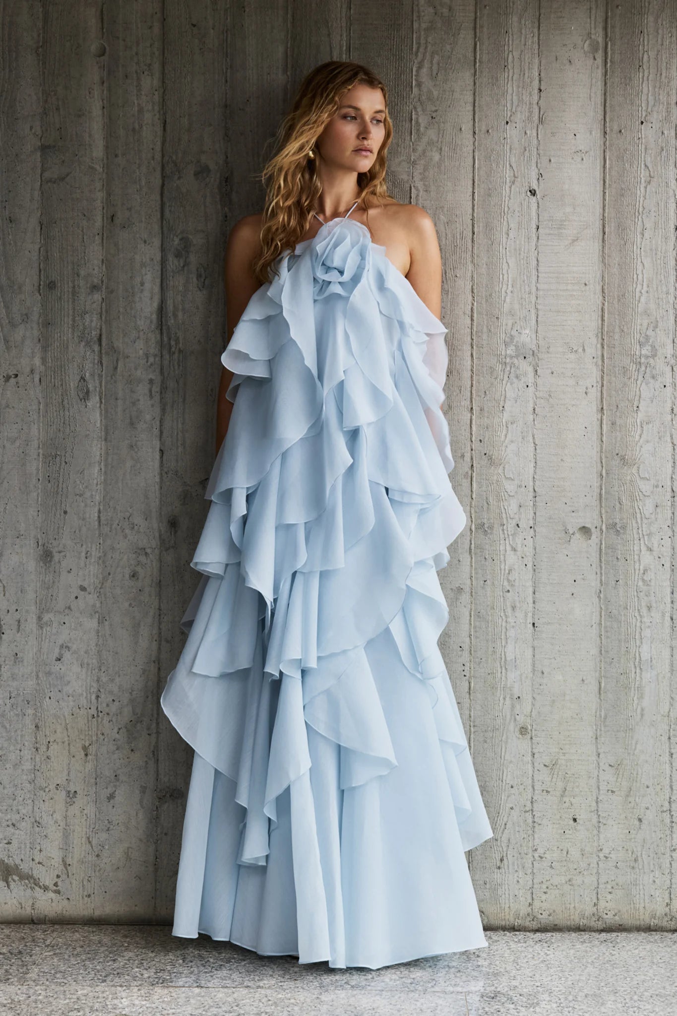 Pandorea Layered Maxi Dress (Silver blue) - First Date Rentals