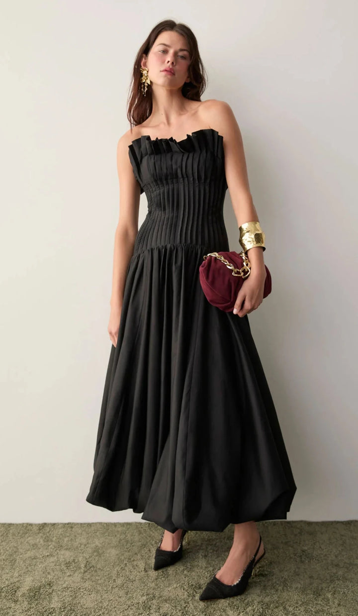 Ivy Bubble Hem Gown (Black)