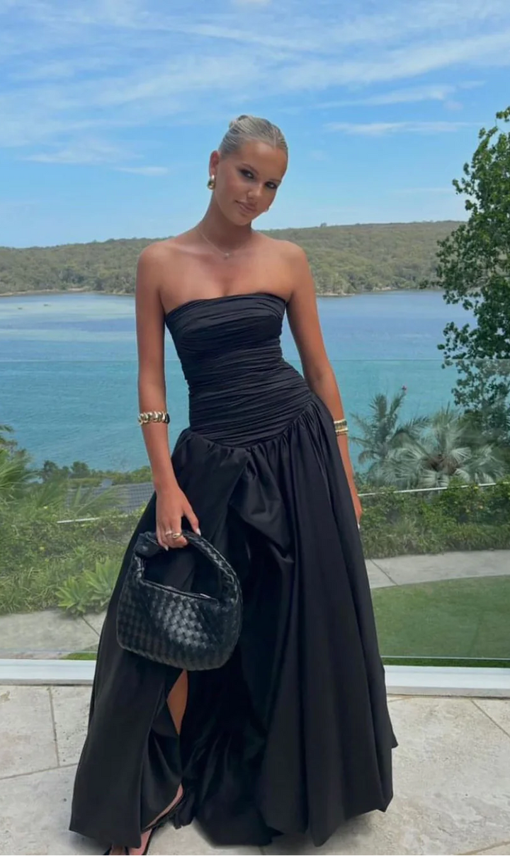 Violette Bubble Hem Maxi Dress (Black)