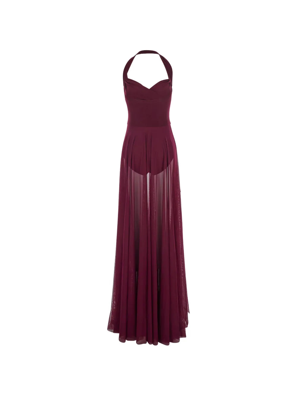 Cayla Draped Dress (Burgundy)