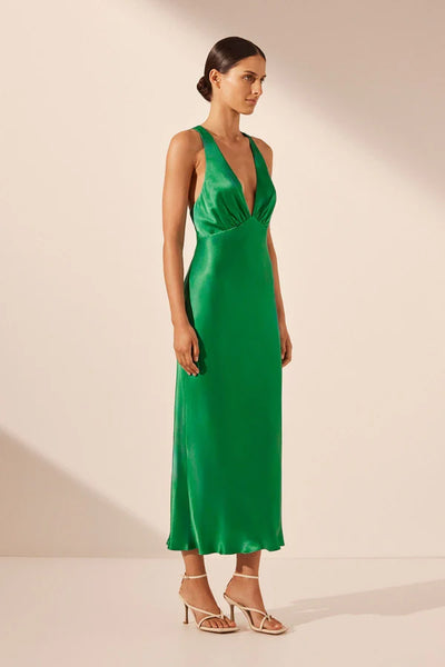 Lana Plunge Cross Back Midi