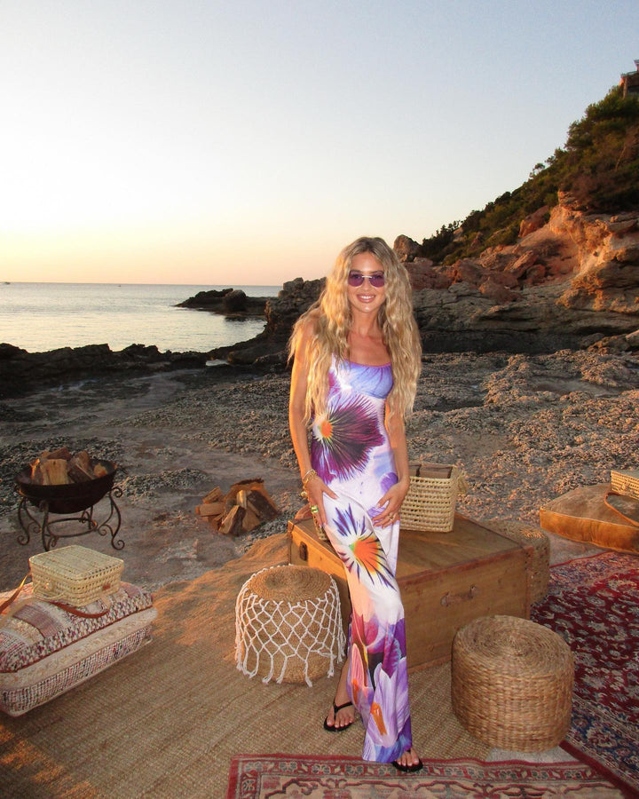 Indigo Blossom Slip Dress - First Date Rentals