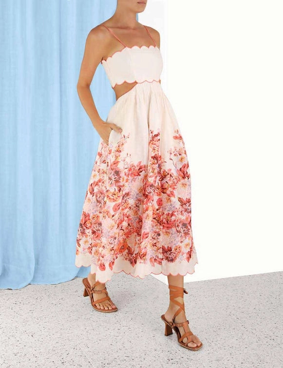 Devi Scallop Cut Out Dress - First Date Rentals