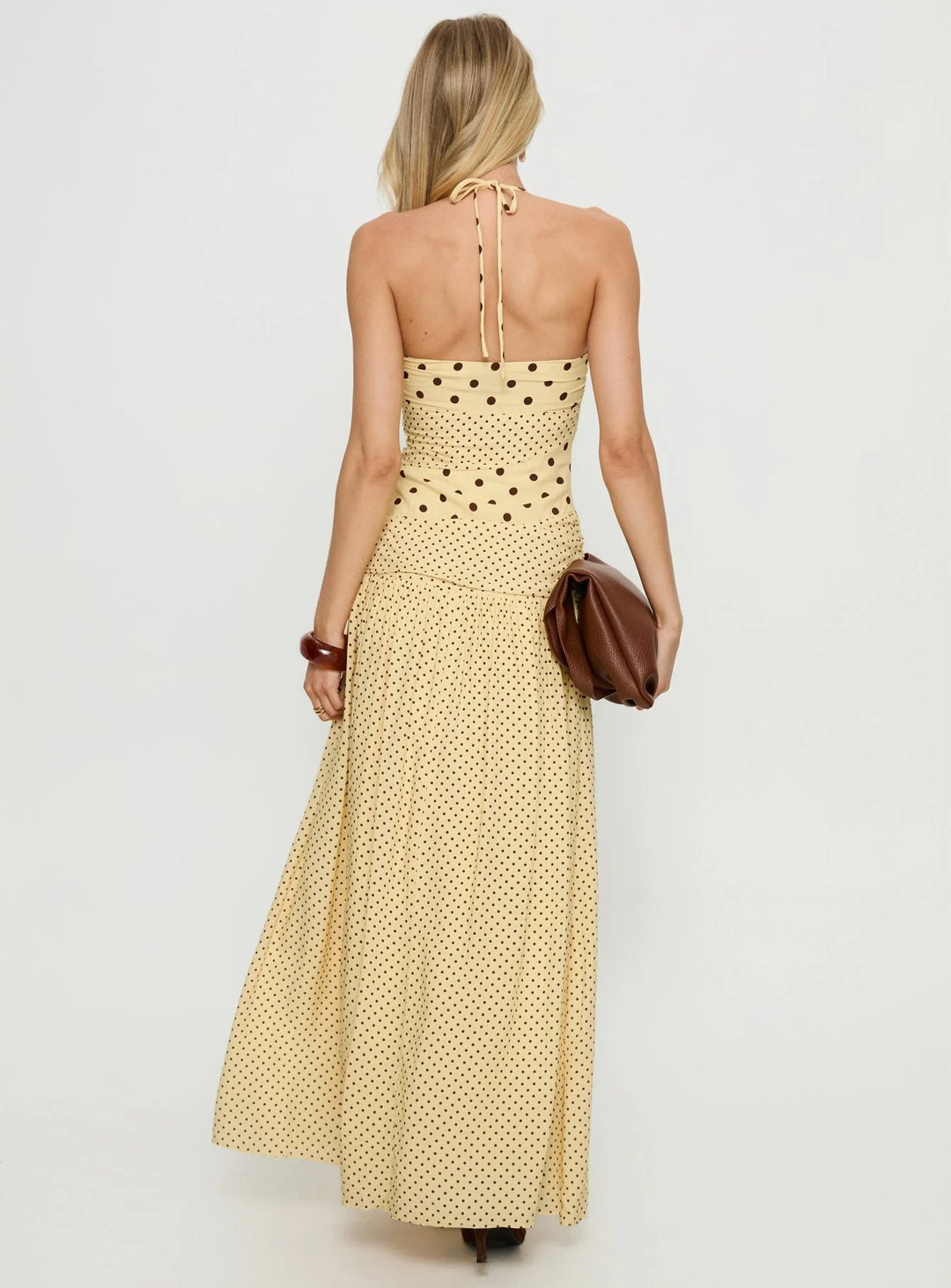 Marguerite Halter Maxi Dress Lemon
