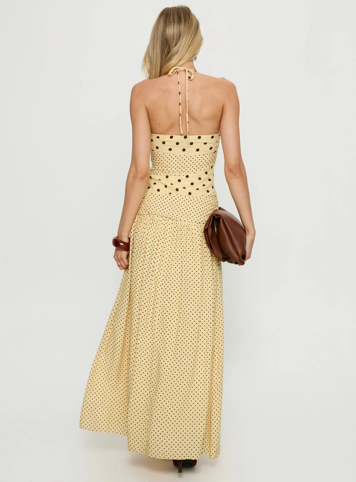 Marguerite Halter Maxi Dress Lemon