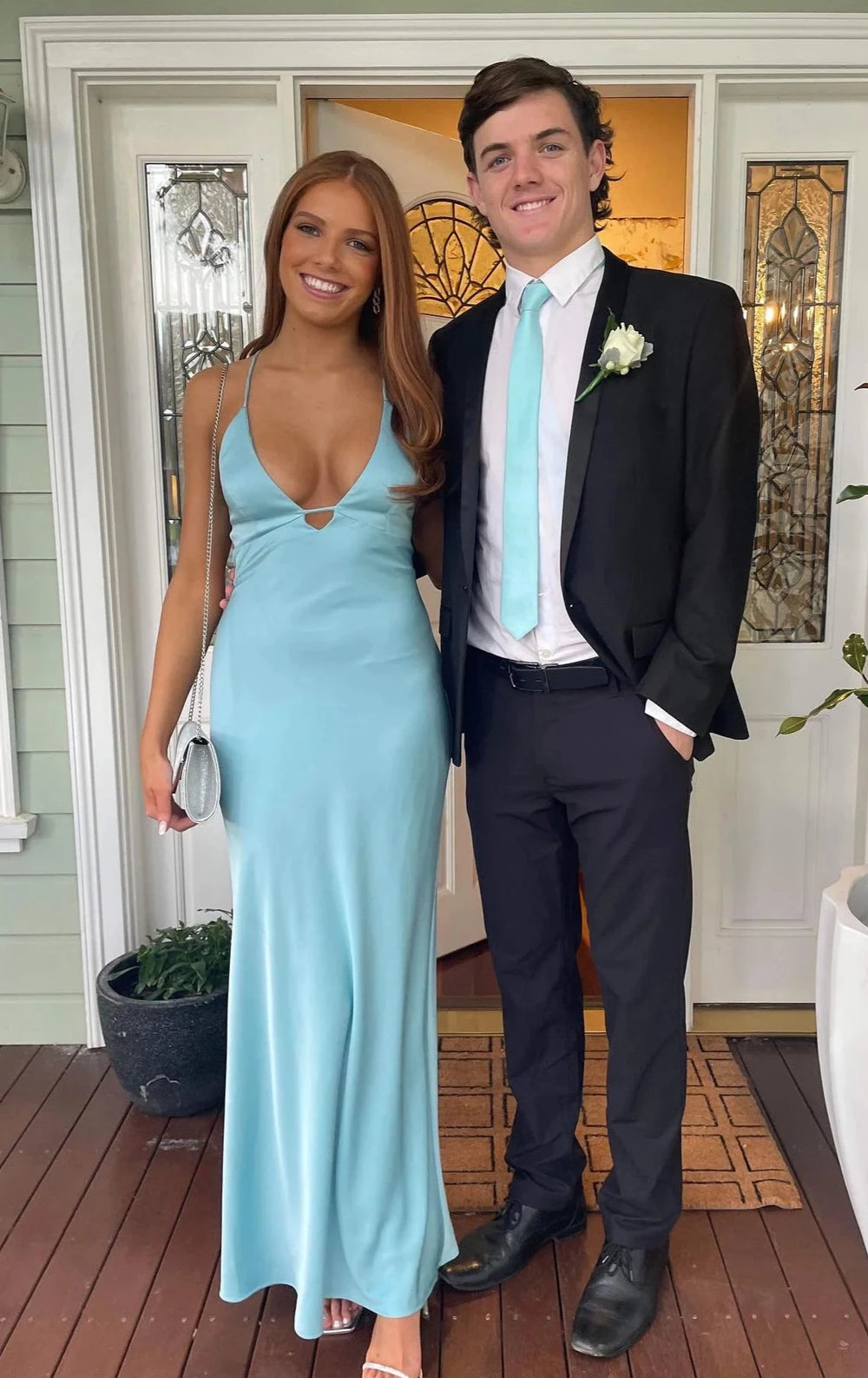 Time to Shine Slip Dress (Sky Blue) - First Date Rentals
