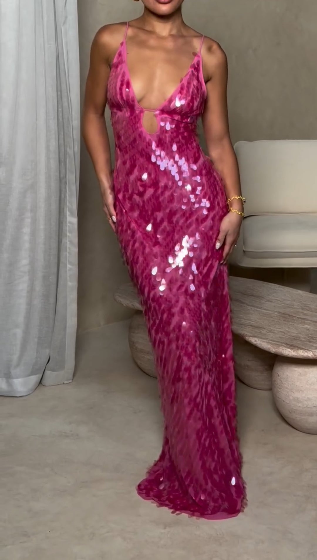 Sapphire Sequin Dress (Fuchsia)