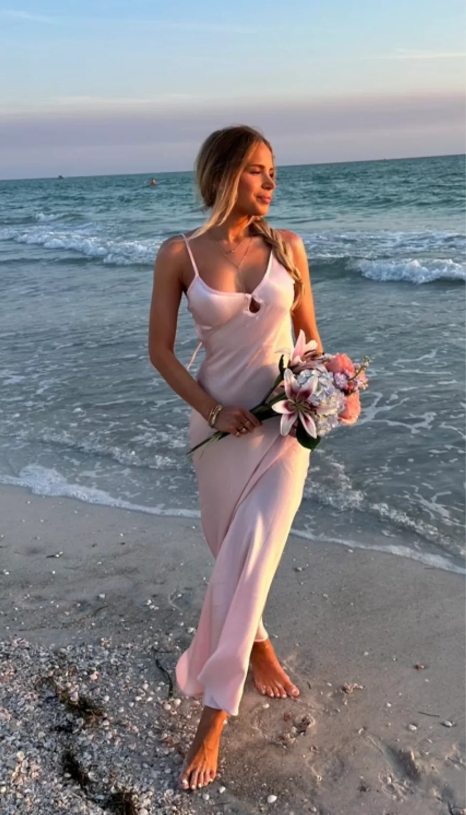 fitted lace wedding dress Cedar City Maxi (Blush Pink)