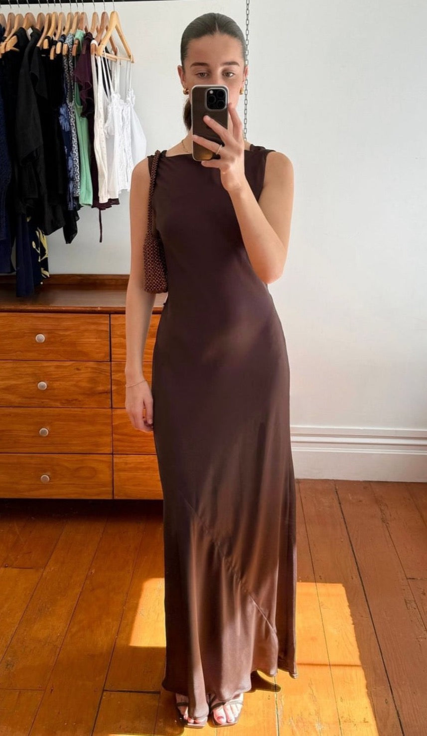 Firebird Cowl Gown (Espresso) - First Date Rentals