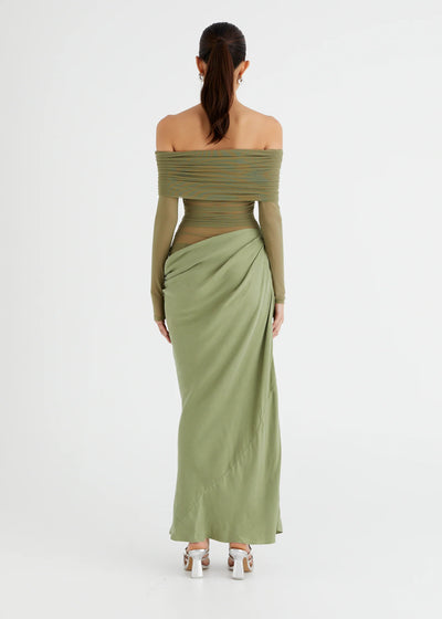 Yasmin Off-Shoulder Maxi Dress (Green)