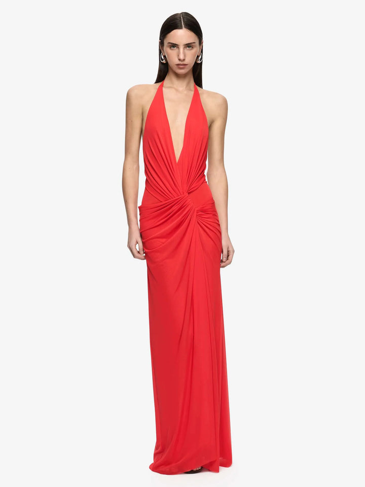 Xanthi V Neck Maxi Dress (Flame)