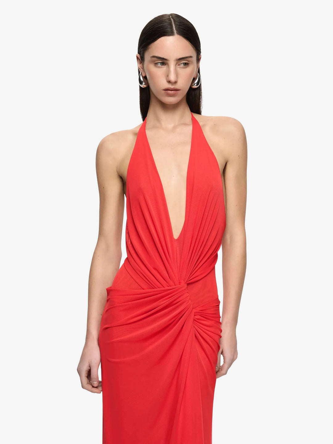 Xanthi V Neck Maxi Dress (Flame)