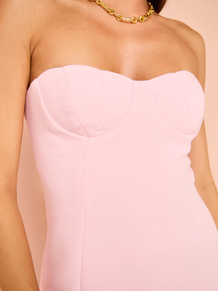 Scalloped Bodice Mini Dress (Candy Pink)