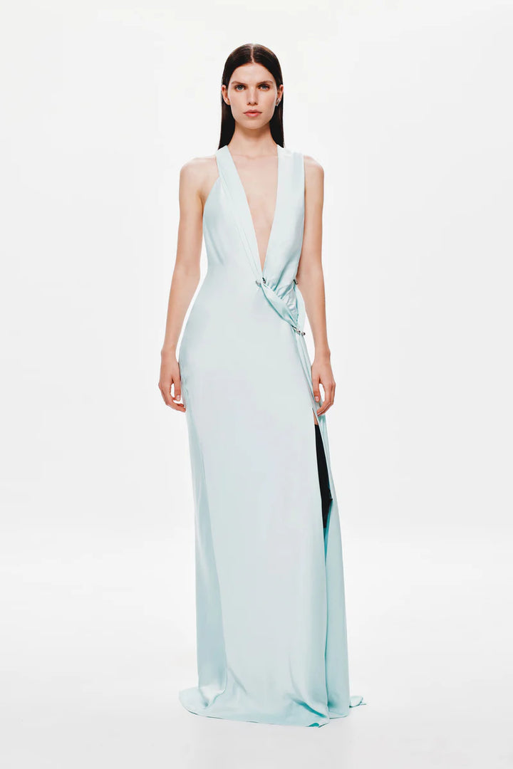 Harlow Satin Dress (Ice Blue)