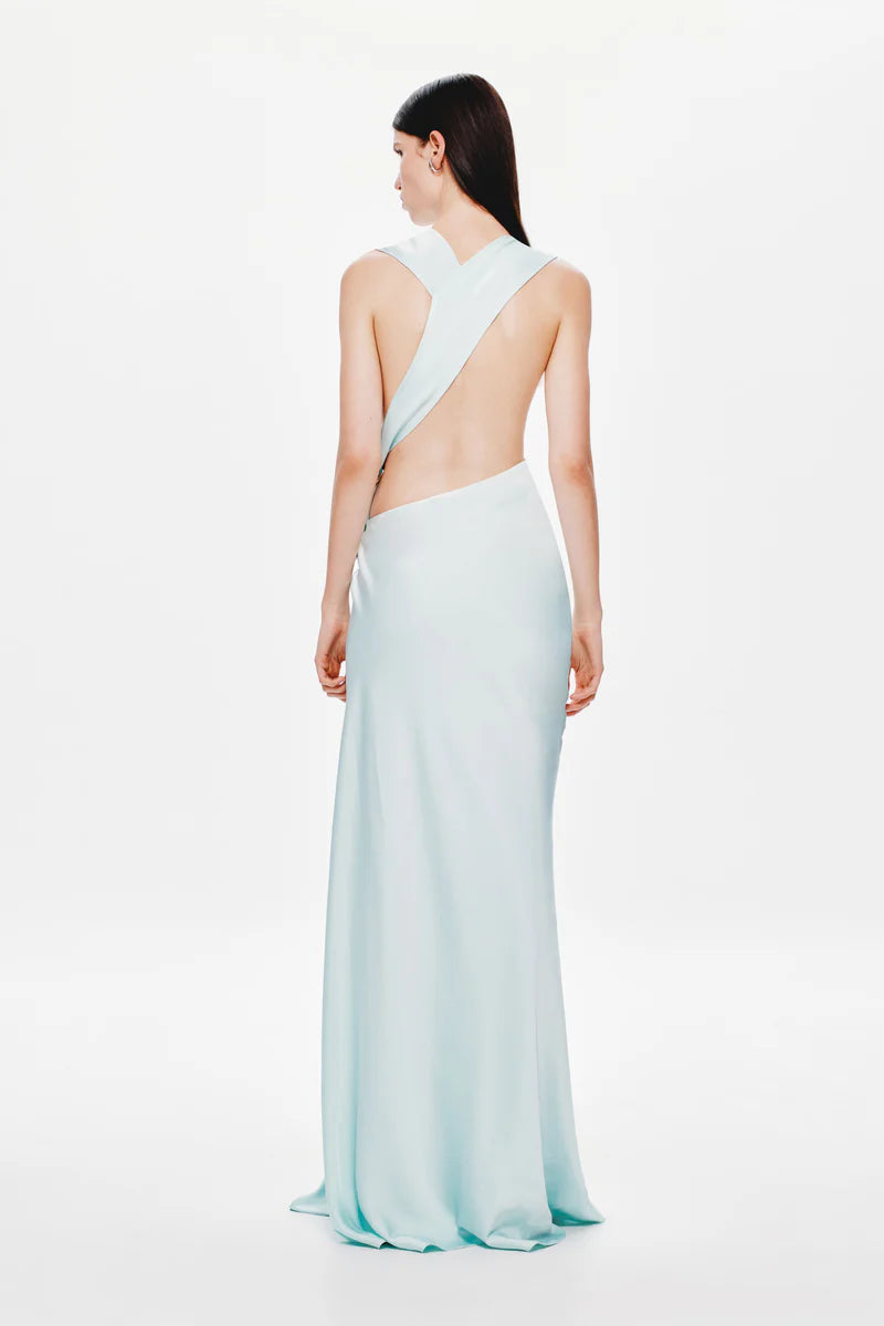 Harlow Satin Dress (Ice Blue)
