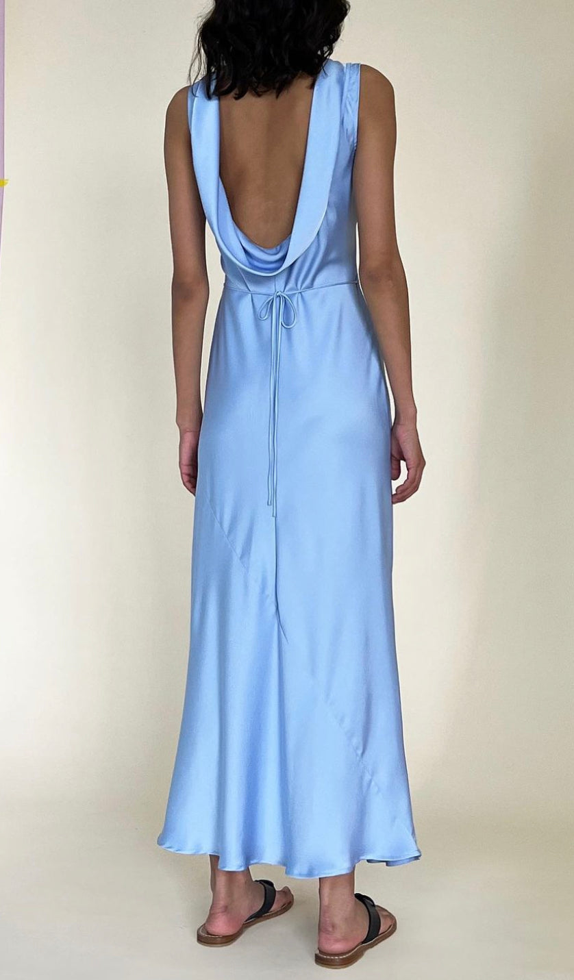 Firebird Cowl Gown (Blue) - First Date Rentals