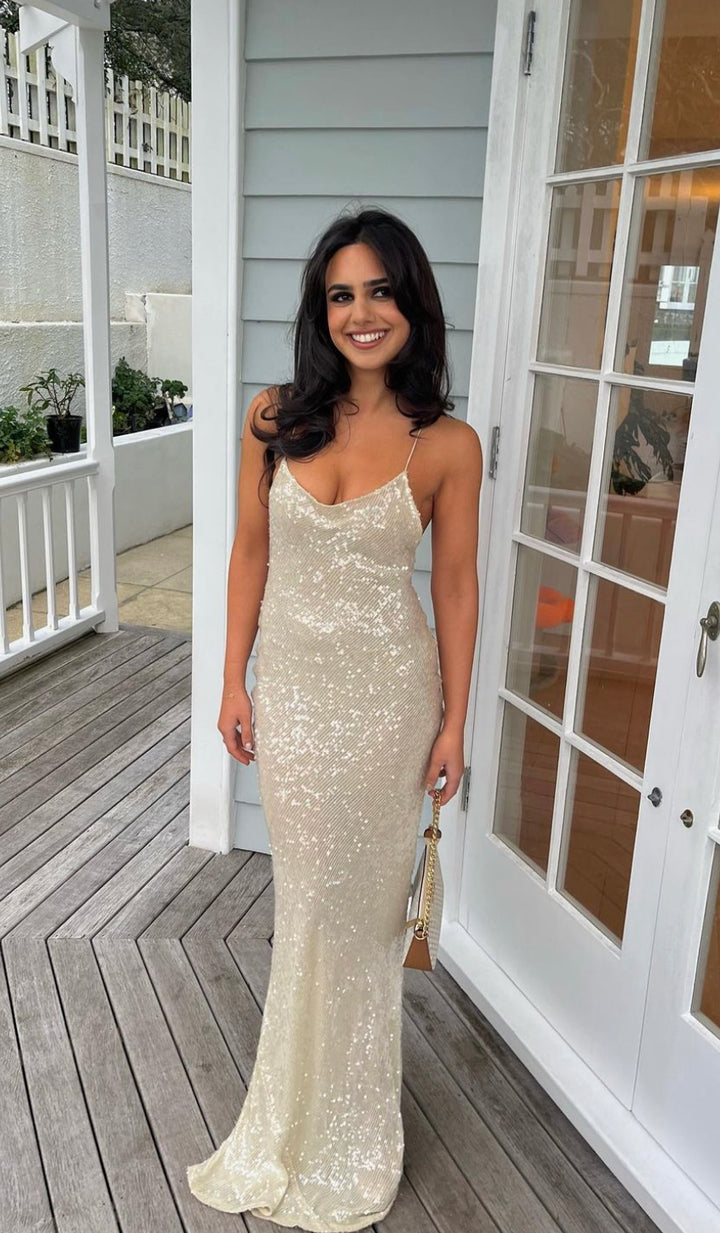 green emerald velvet dress ZAPAKA Women Sparkly Golden Long Prom Dress with Slit Mermaid Sequins Party  Dress