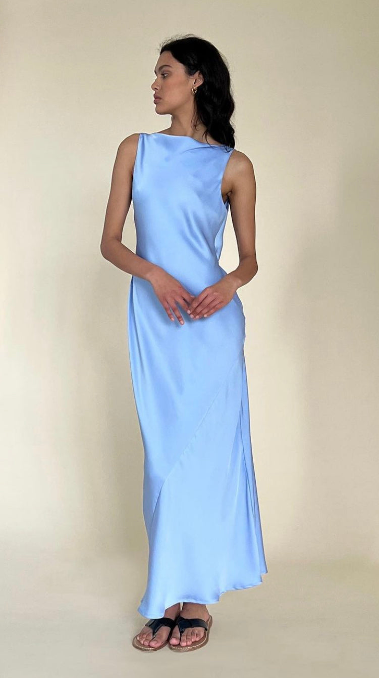 Firebird Cowl Gown (Blue) - First Date Rentals