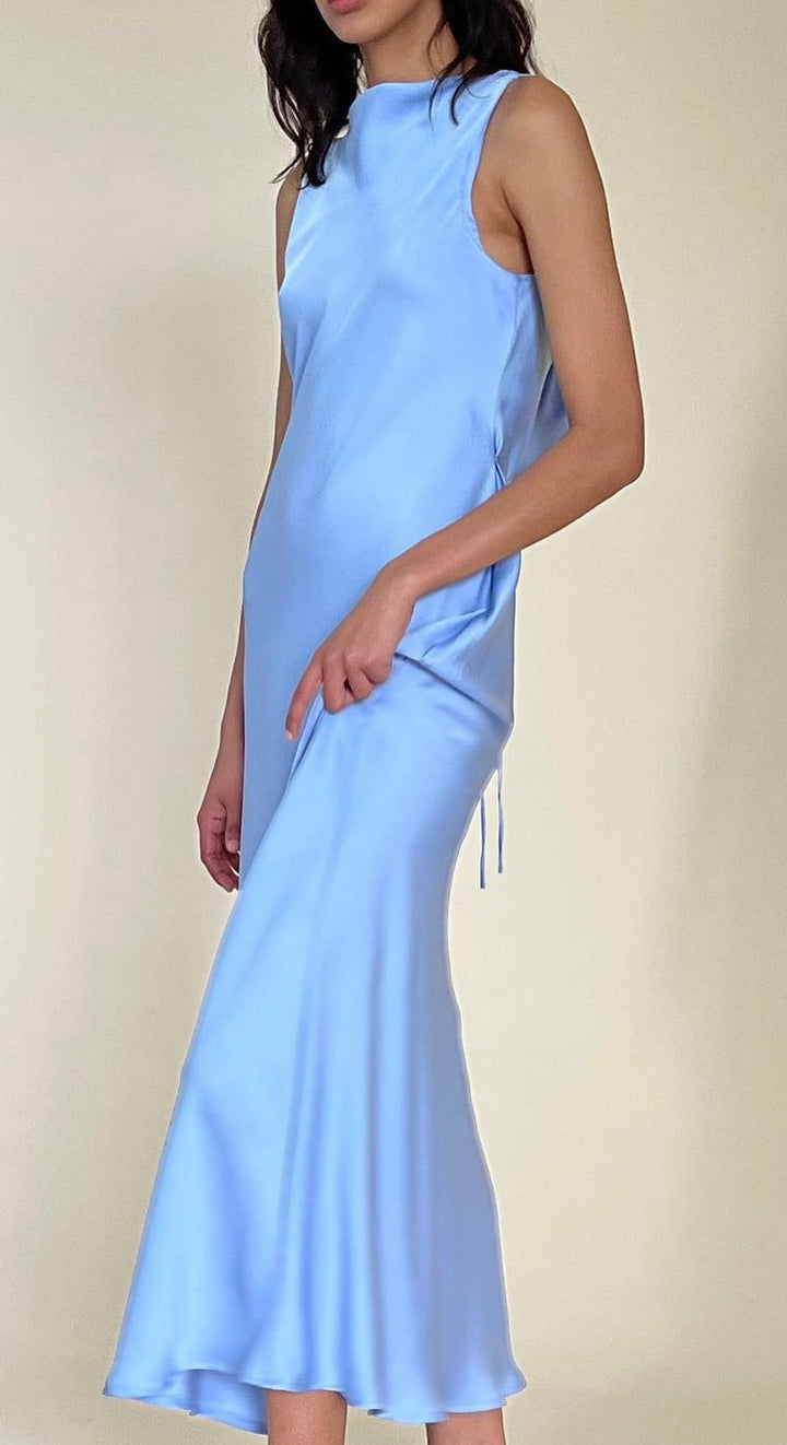 Firebird Cowl Gown (Blue) - First Date Rentals