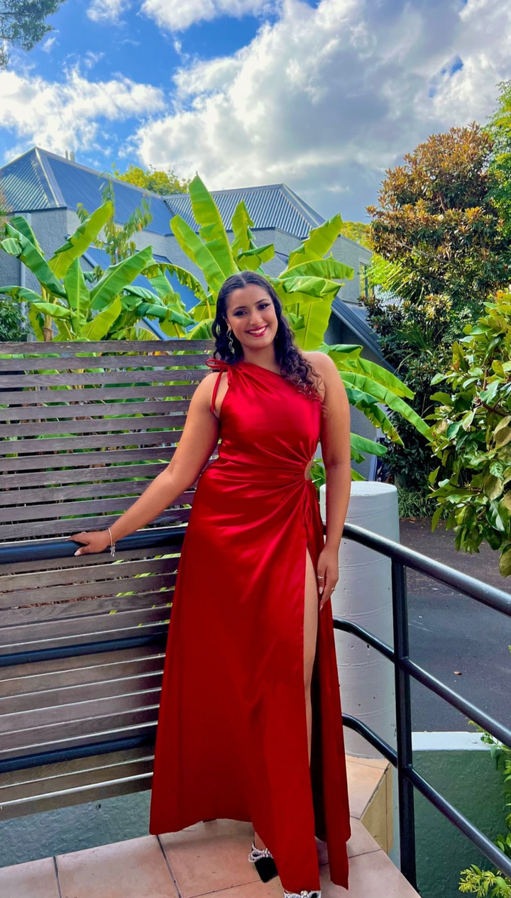 NOUR SCARLETT RED MAXI DRESS - First Date Rentals