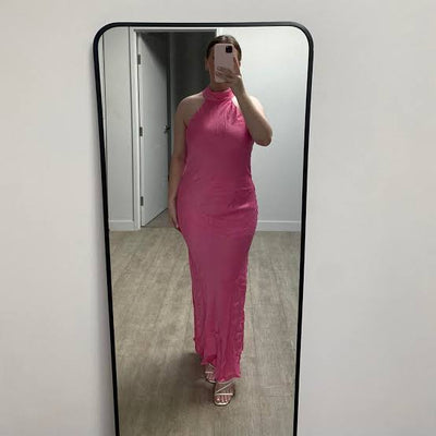 Claire Satin Drape Dress (Pink)