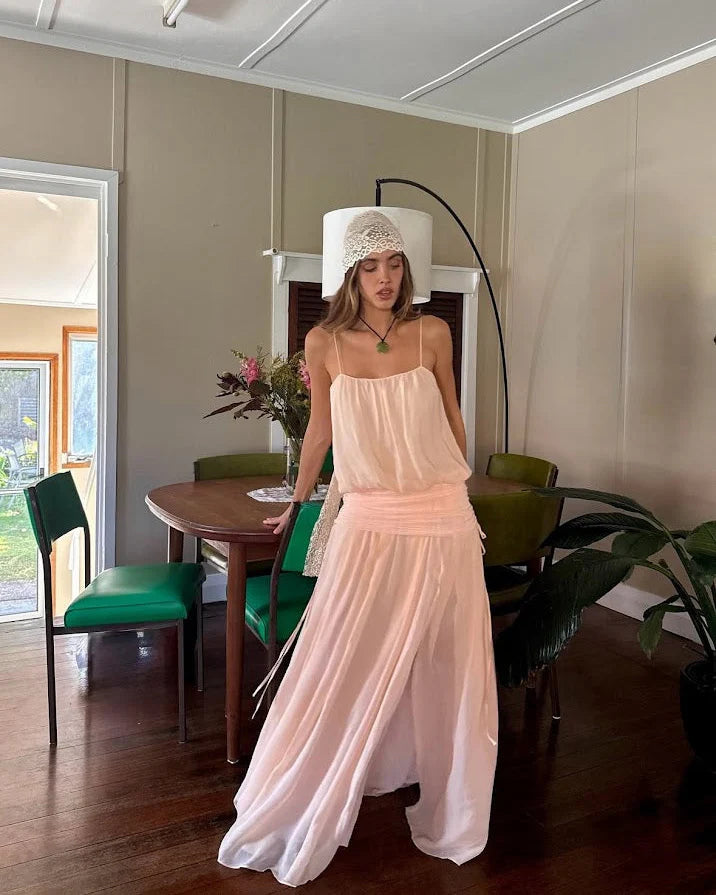 Camille Blouson Dress (Peach)