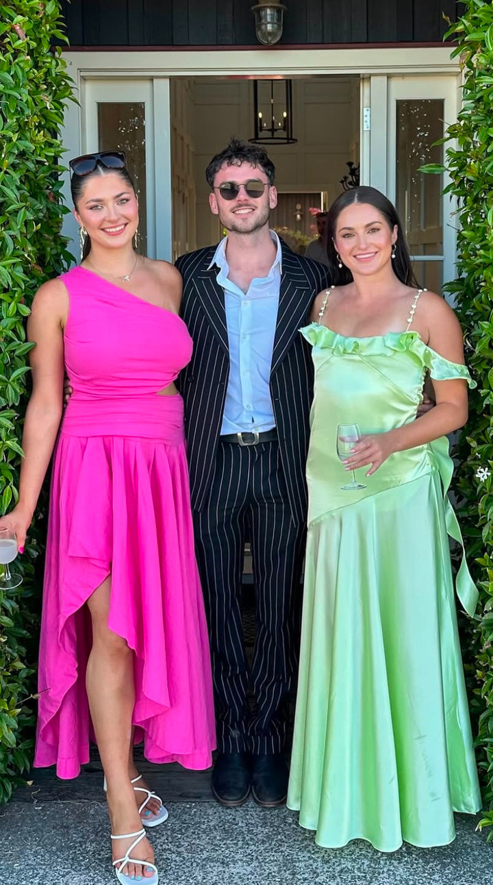 Ruffle Slip (Green) - First Date Rentals