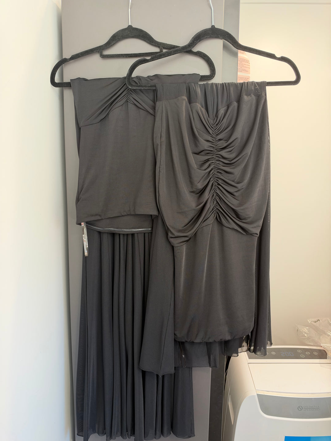 Caspian Slinky And Mesh Off Shoulder Maxi Dress (Black) FOR SALE