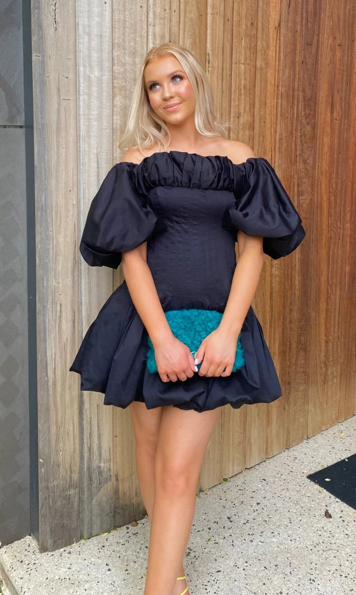 Arles Off Shoulder Mini Dress (Black) - First Date Rentals