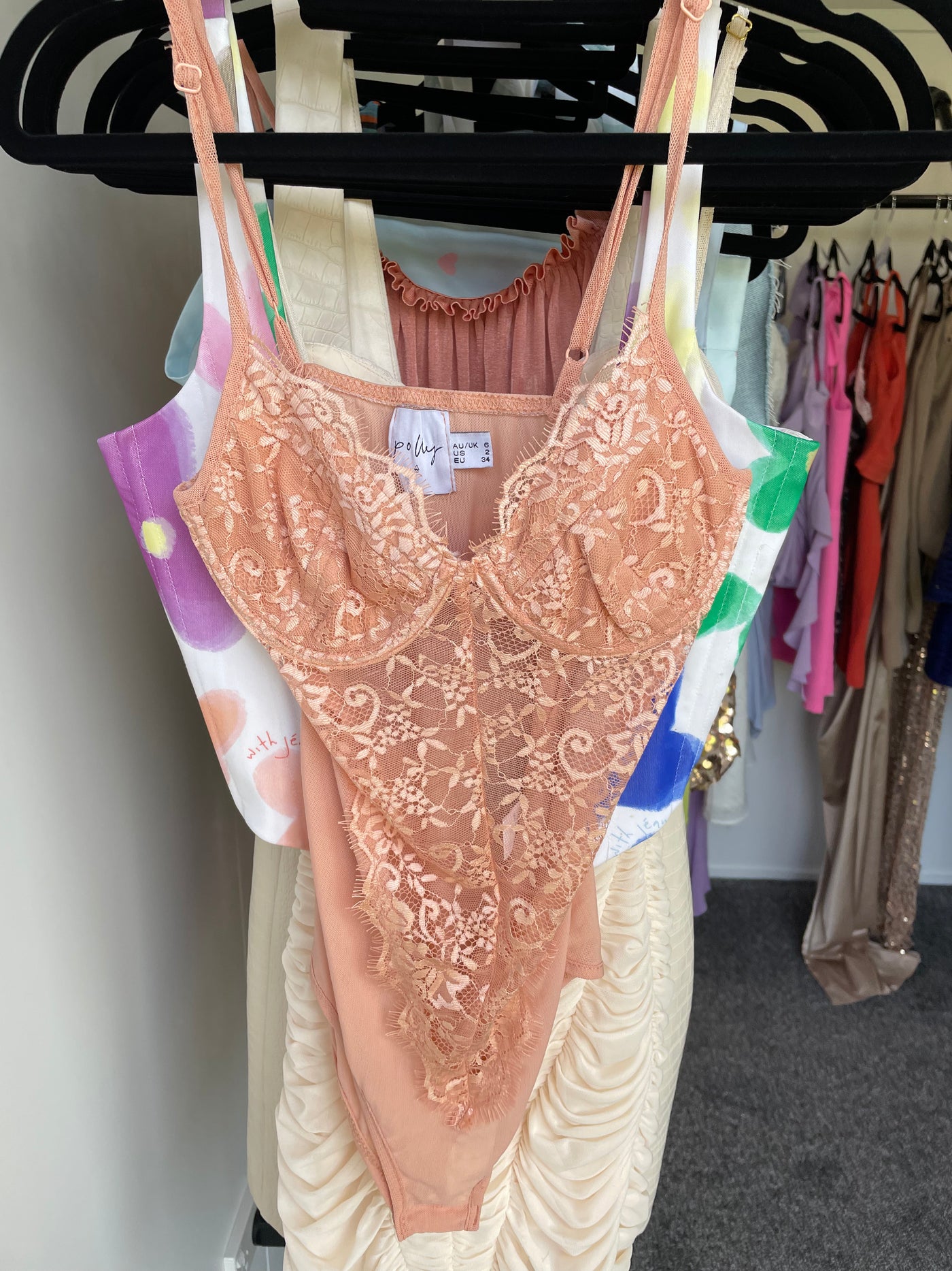 Peach Lace Bodysuit - FOR SALE
