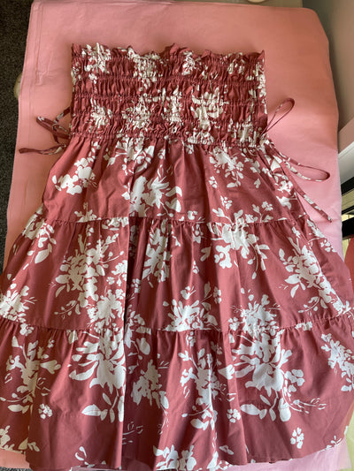 Blush Floral Strapless Dress - FOR SALE