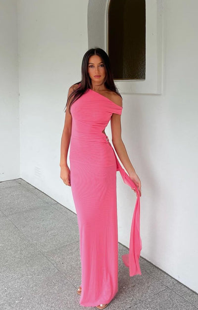 Kailani Asym Dress (Grapefruit Pink)