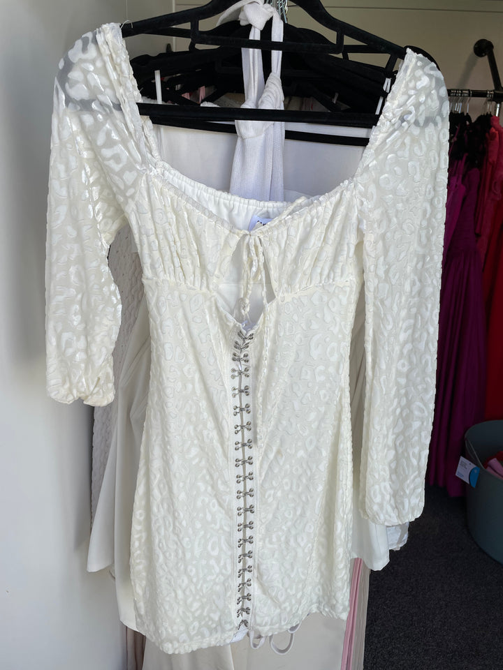 White Cheetah Pattern Dress FOR SALE - First Date Rentals