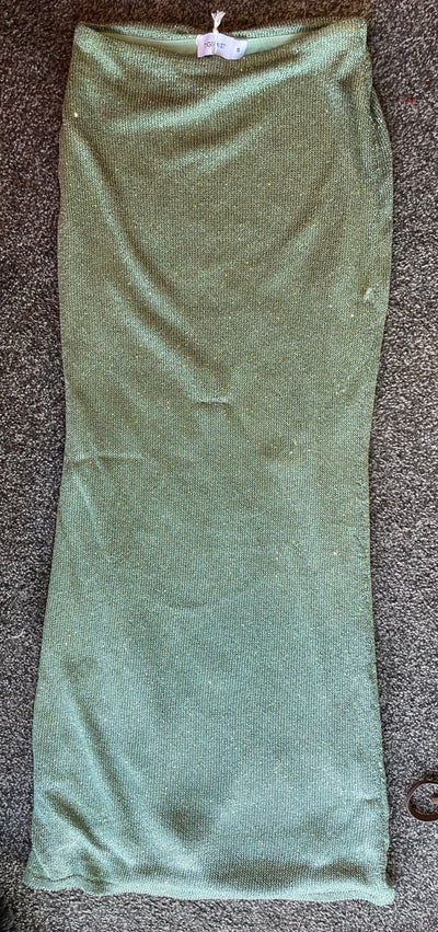 Green Metallic Knit Skirt FOR SALE