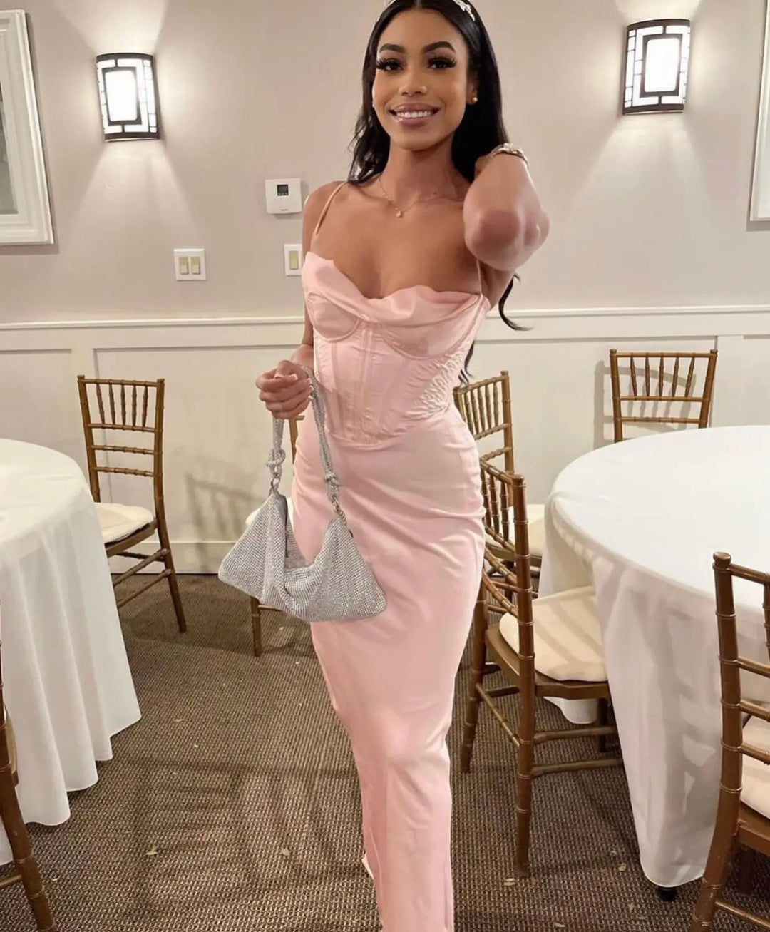 Charmaine Dress (Blush Pink) - First Date Rentals