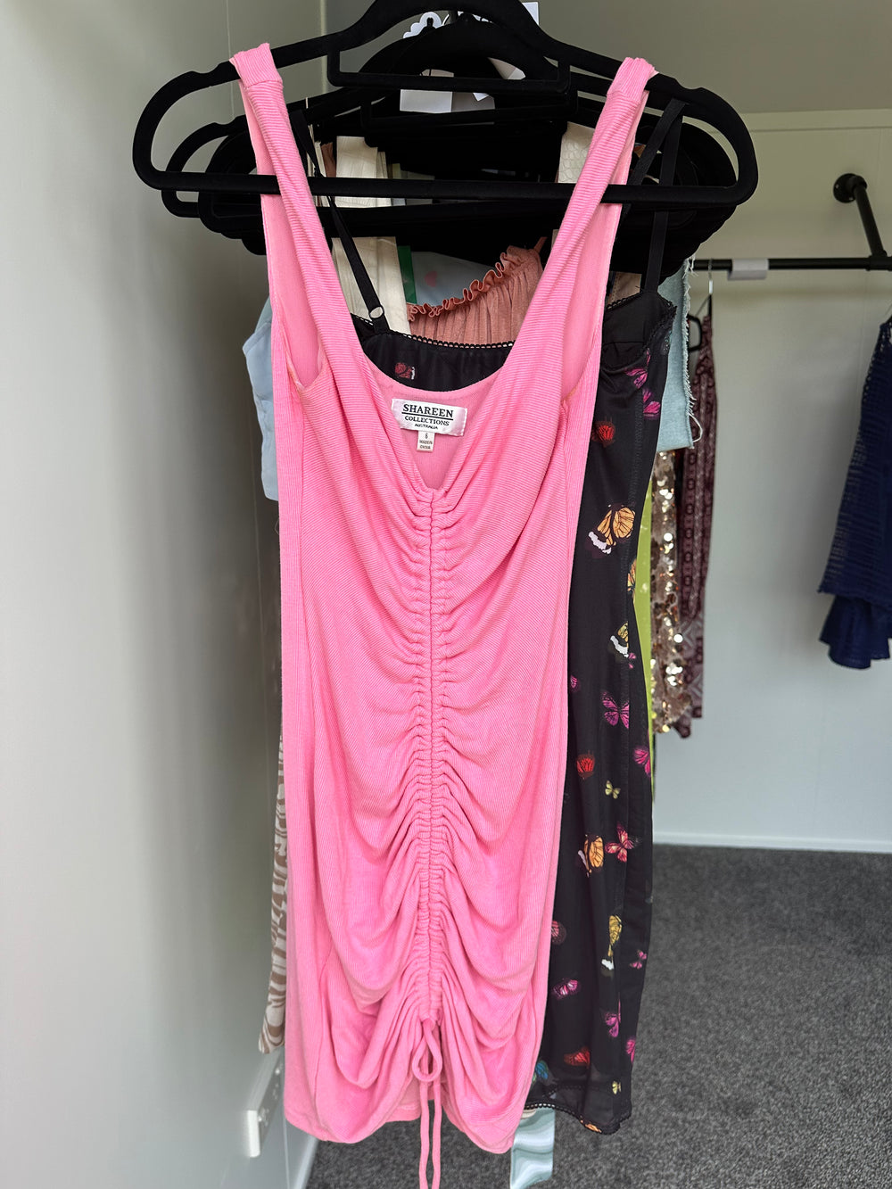 Pink ruched mini FOR SALE - First Date Rentals