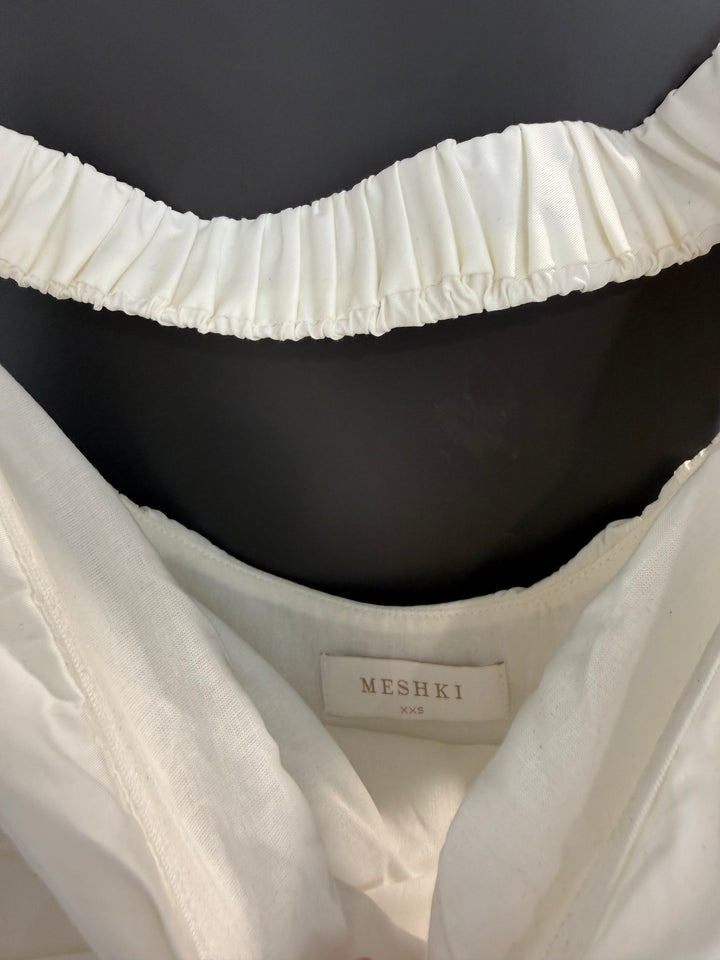 Fran Ruched Cotton Mini Dress - White FOR SALE