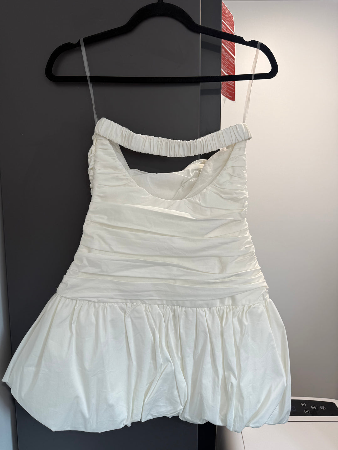 Fran Ruched Cotton Mini Dress - White FOR SALE